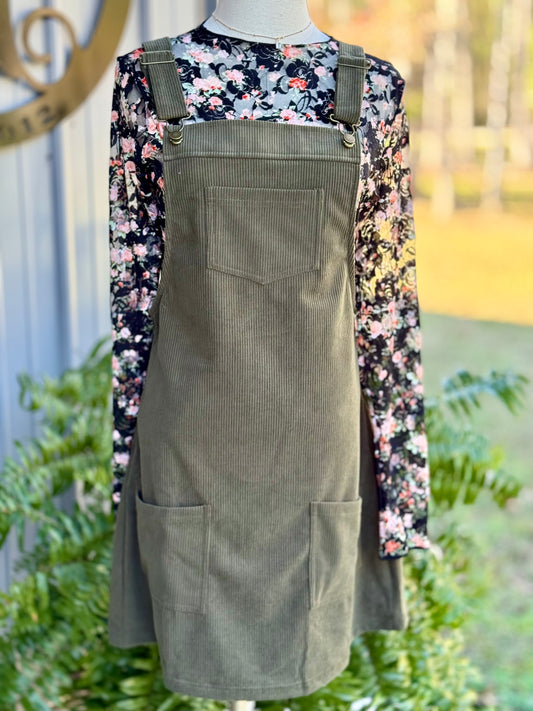 Laci Corduroy Overall Dress - Milly's Boutique