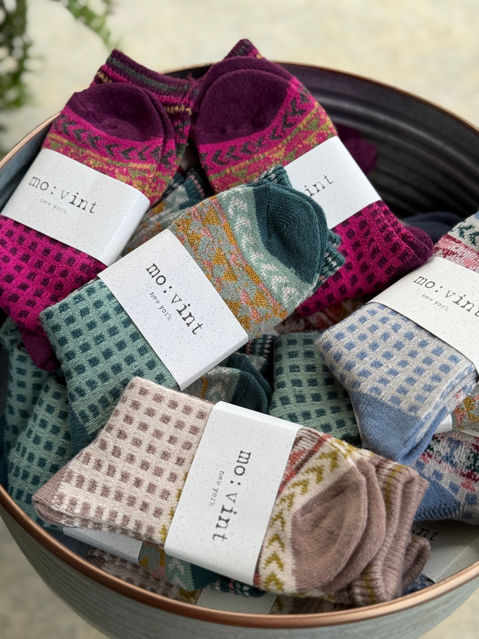 Ladies Geometric Graphic Crew Socks - Milly's Boutique