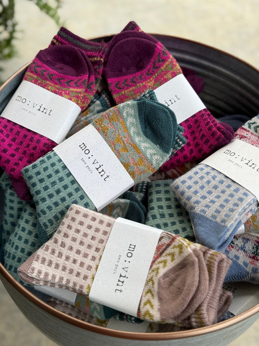 Ladies Geometric Graphic Crew Socks - Milly's Boutique