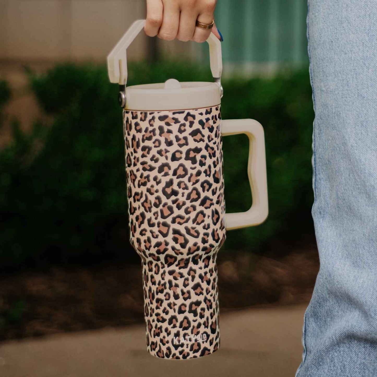 Leopard Metal Tumbler with Lid Handle - Milly's Boutique