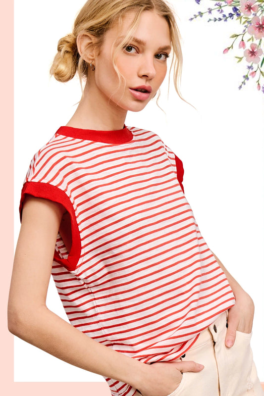 Nautical Cap Sleeve Striped Top - Milly's Boutique
