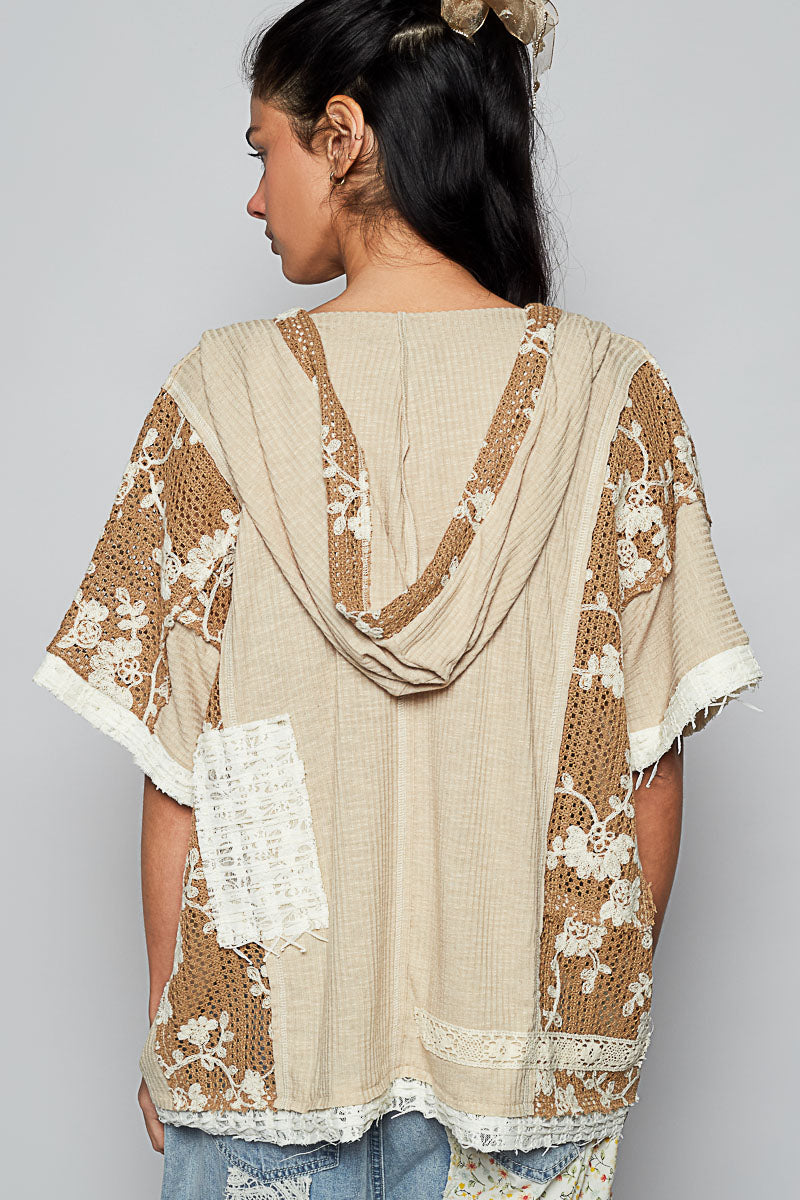 Nikki V-neck Crochet Contrast Top - Milly's Boutique