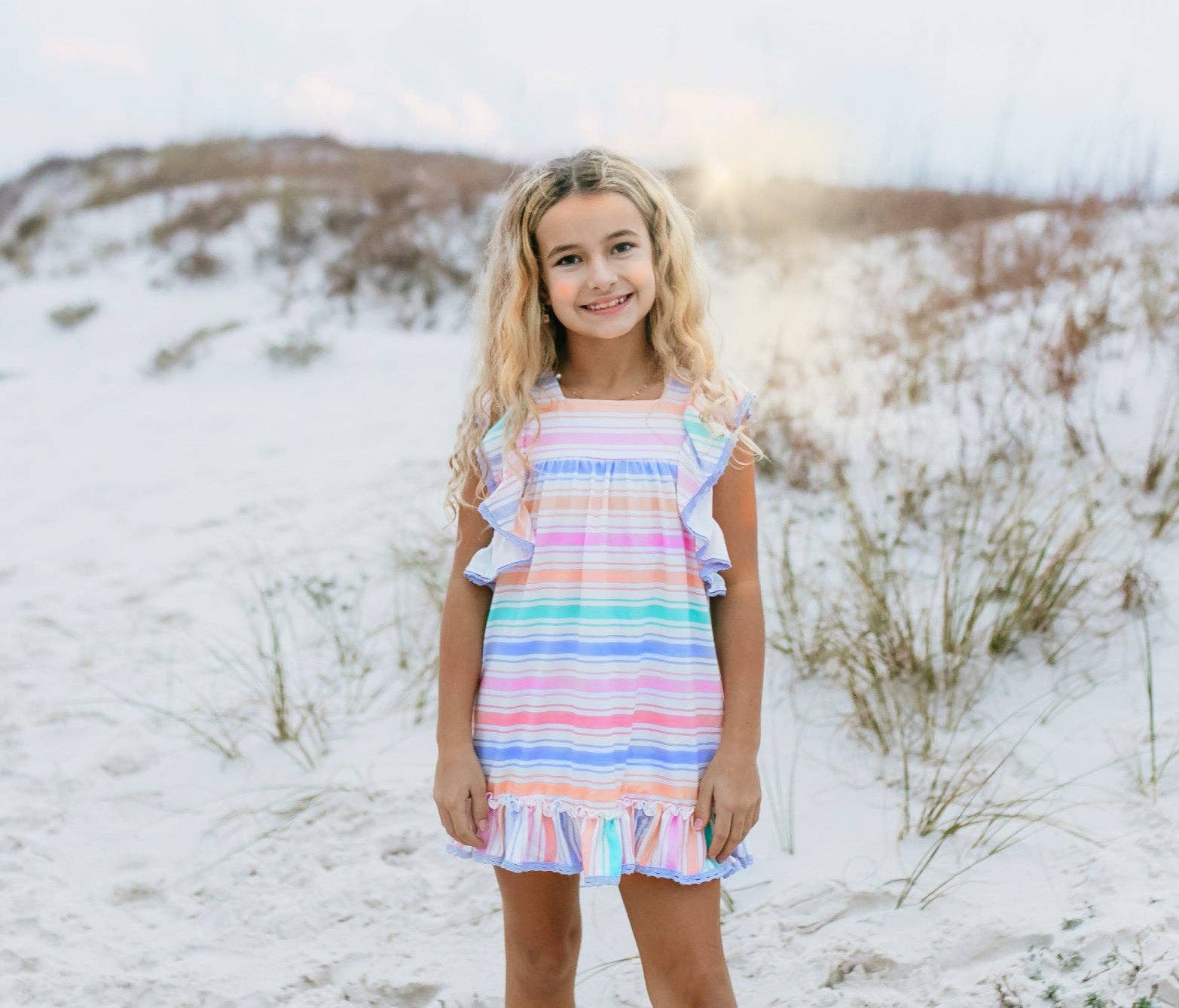 Pastel Rainbow Stripe Ruffle Dress - Milly's Boutique