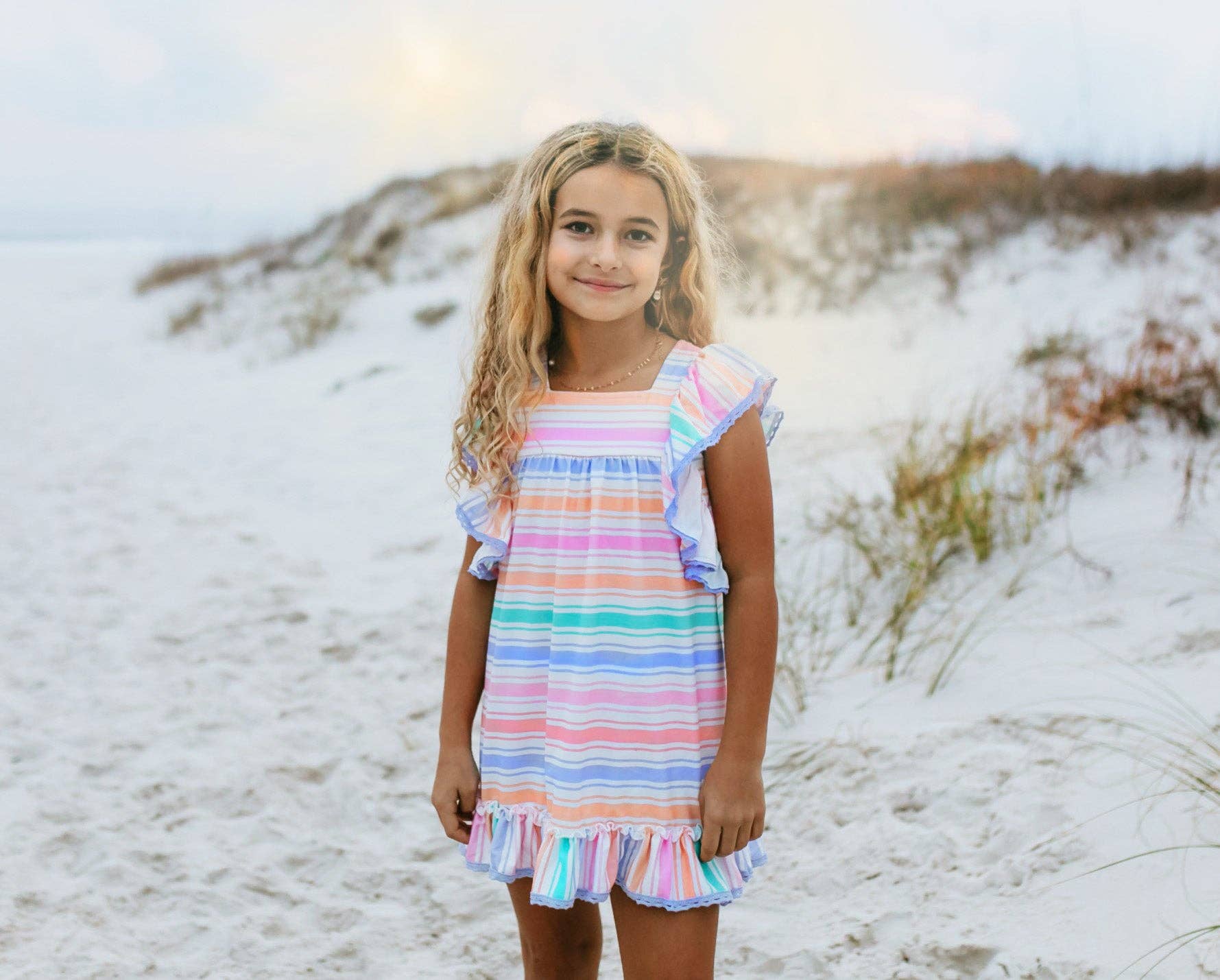 Pastel Rainbow Stripe Ruffle Dress - Milly's Boutique