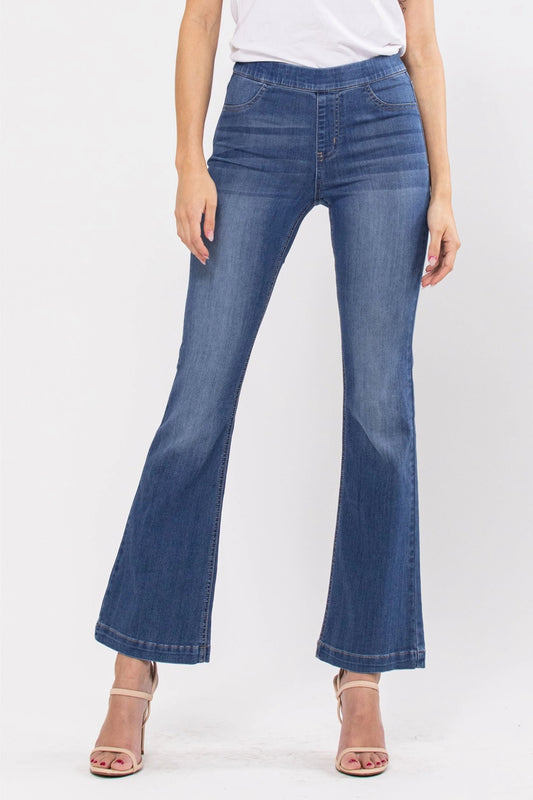 Pull On Medium Wash Flares- 30" - Milly's Boutique