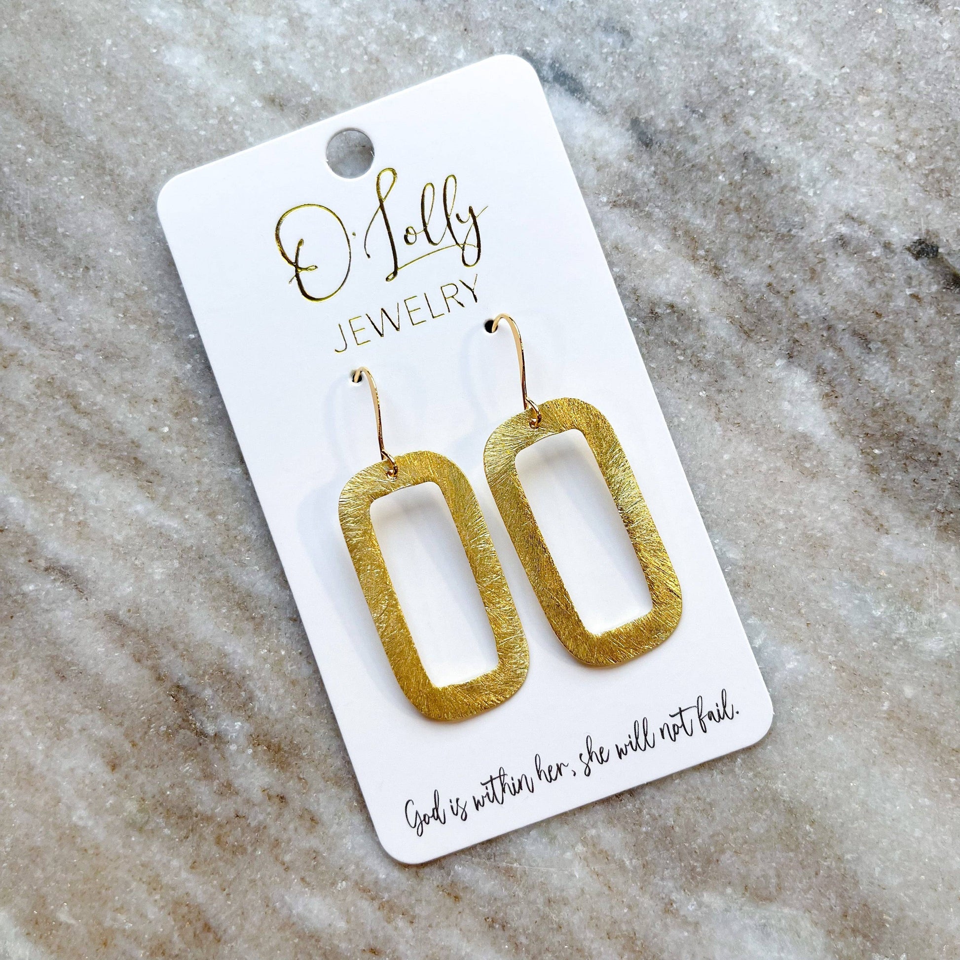 Rectangle Gold Earrings - Milly's Boutique