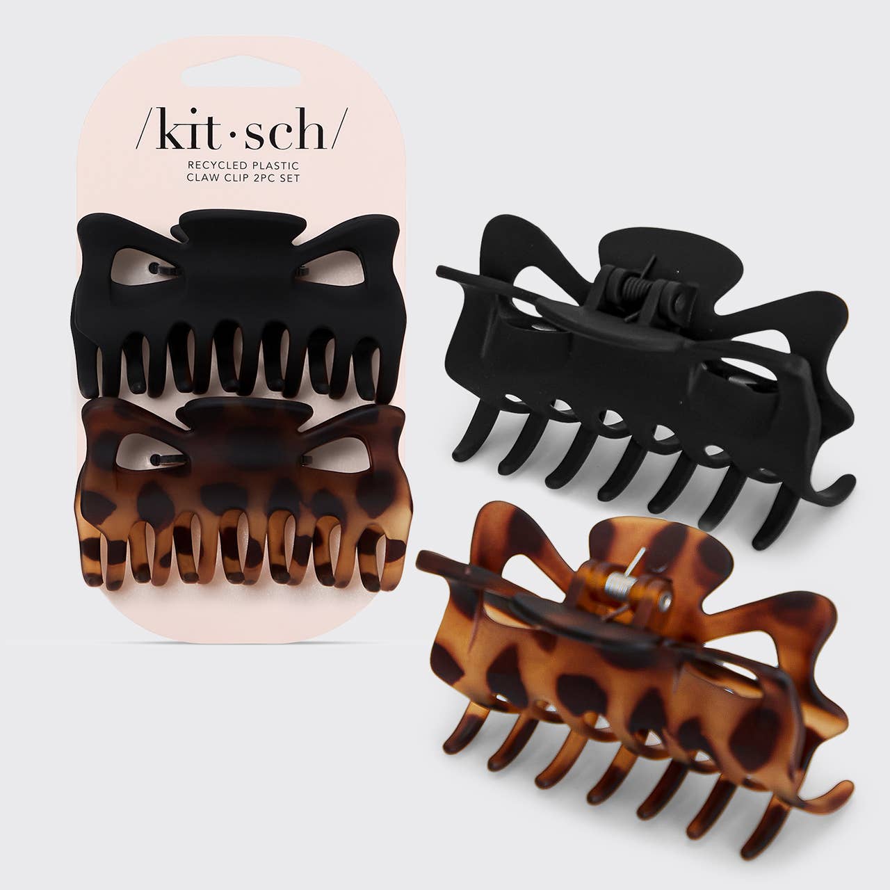 Recycled Plastic Large Claw Clip 2pc Set - Black & Tort - Milly's Boutique