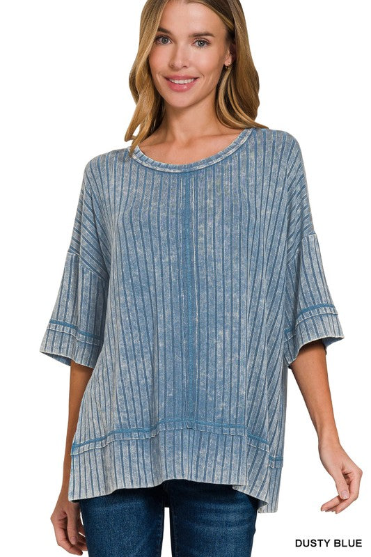 Ribbed Half Sleeve Top - Milly's Boutique