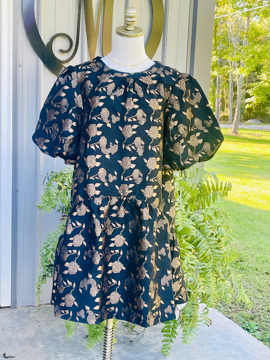 Rose Puff Sleeve Dress - Milly's Boutique