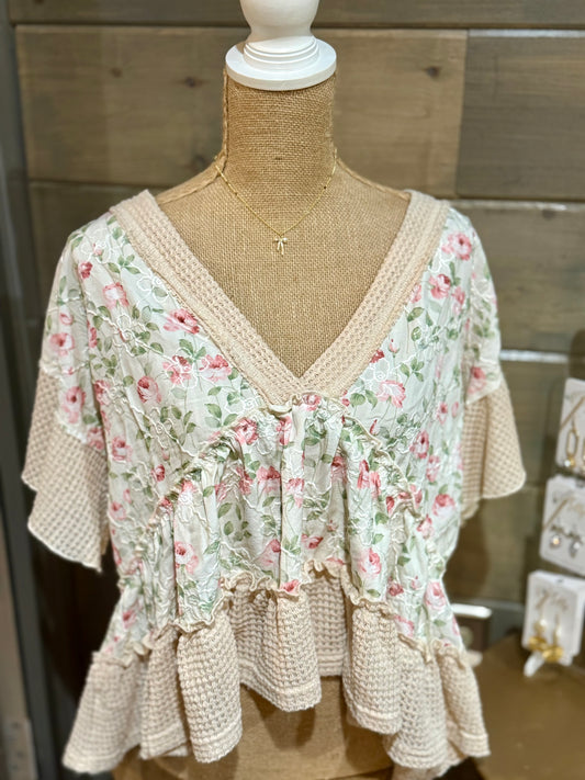 Sadie V-neck Ruffle Top - Milly's Boutique