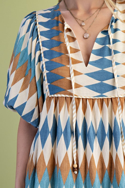 Sandy Diamond Print Midi Dress - Milly's Boutique