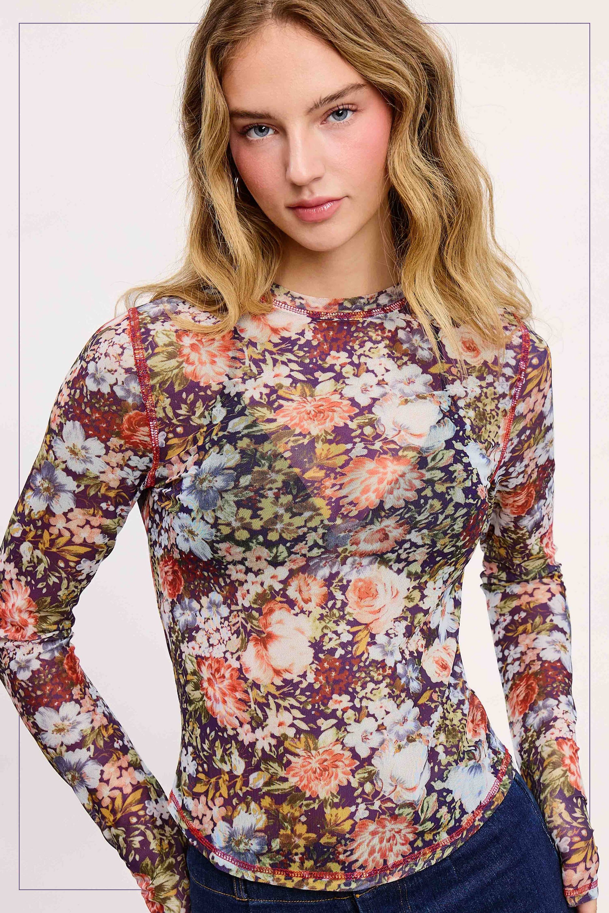 Semi Sheer Floral Layering Top - Milly's Boutique