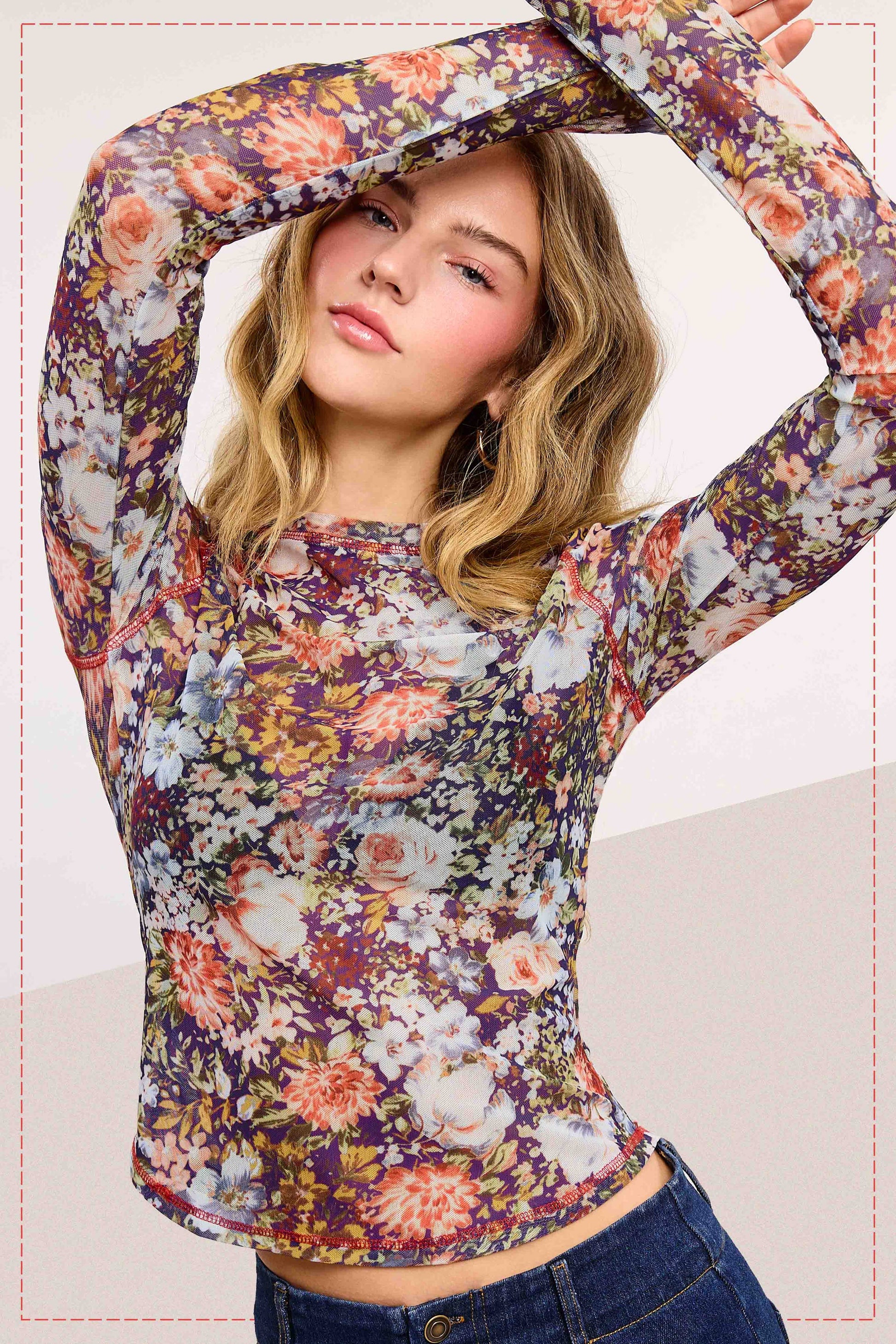 Semi Sheer Floral Layering Top - Milly's Boutique