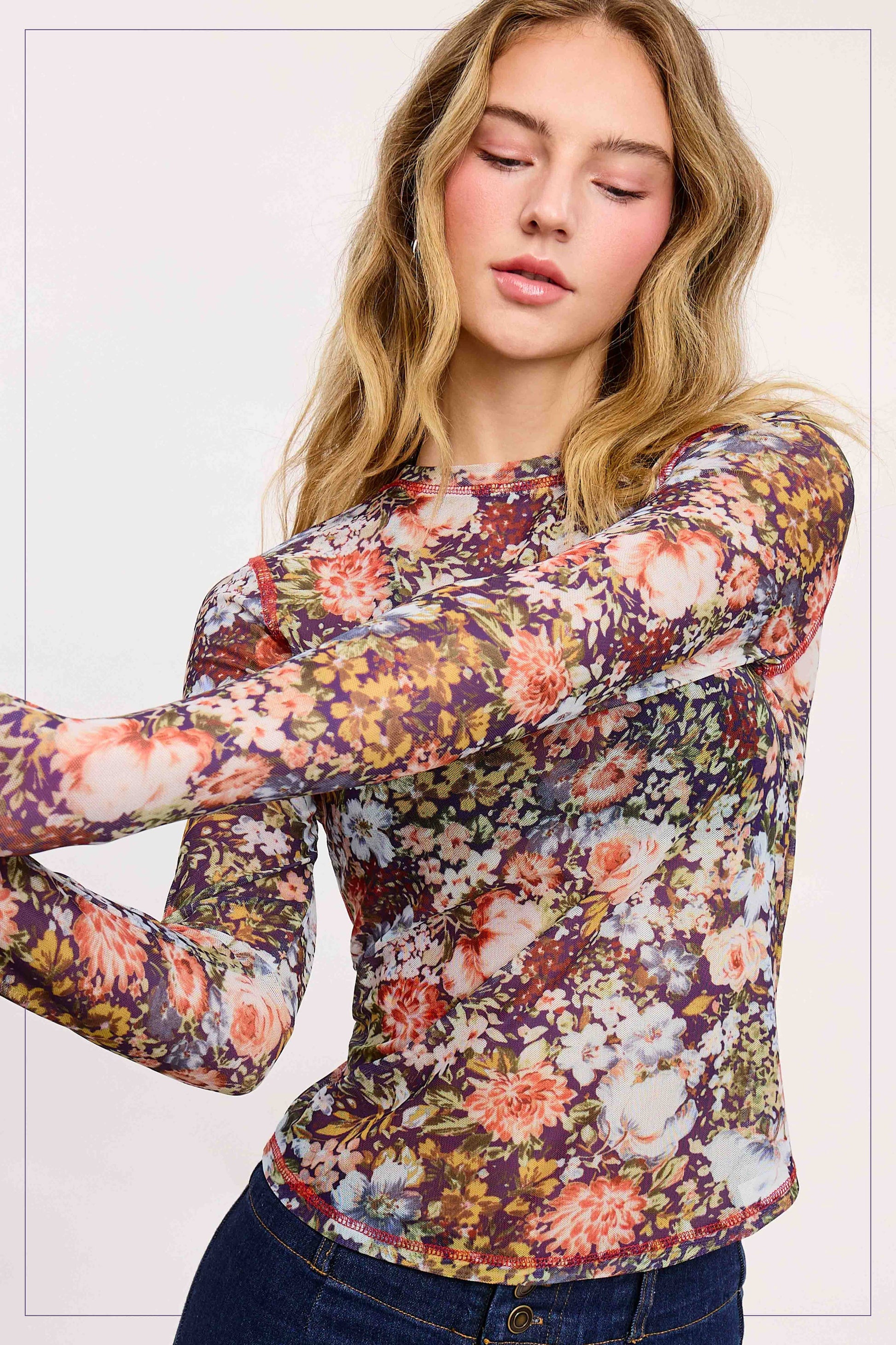 Semi Sheer Floral Layering Top - Milly's Boutique