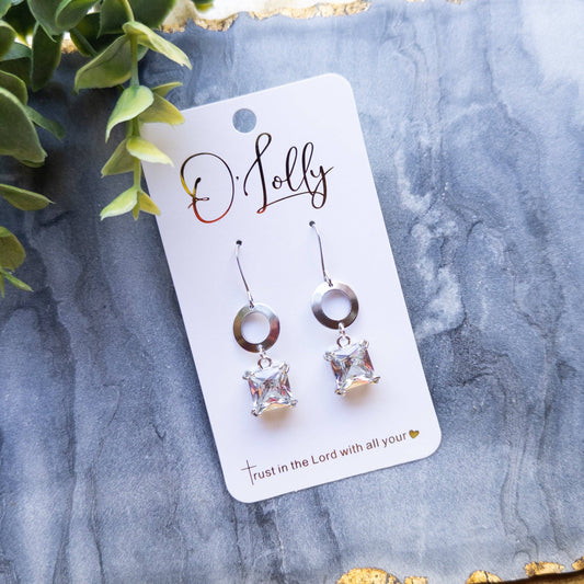Square stone with Circle Earring - Milly's Boutique