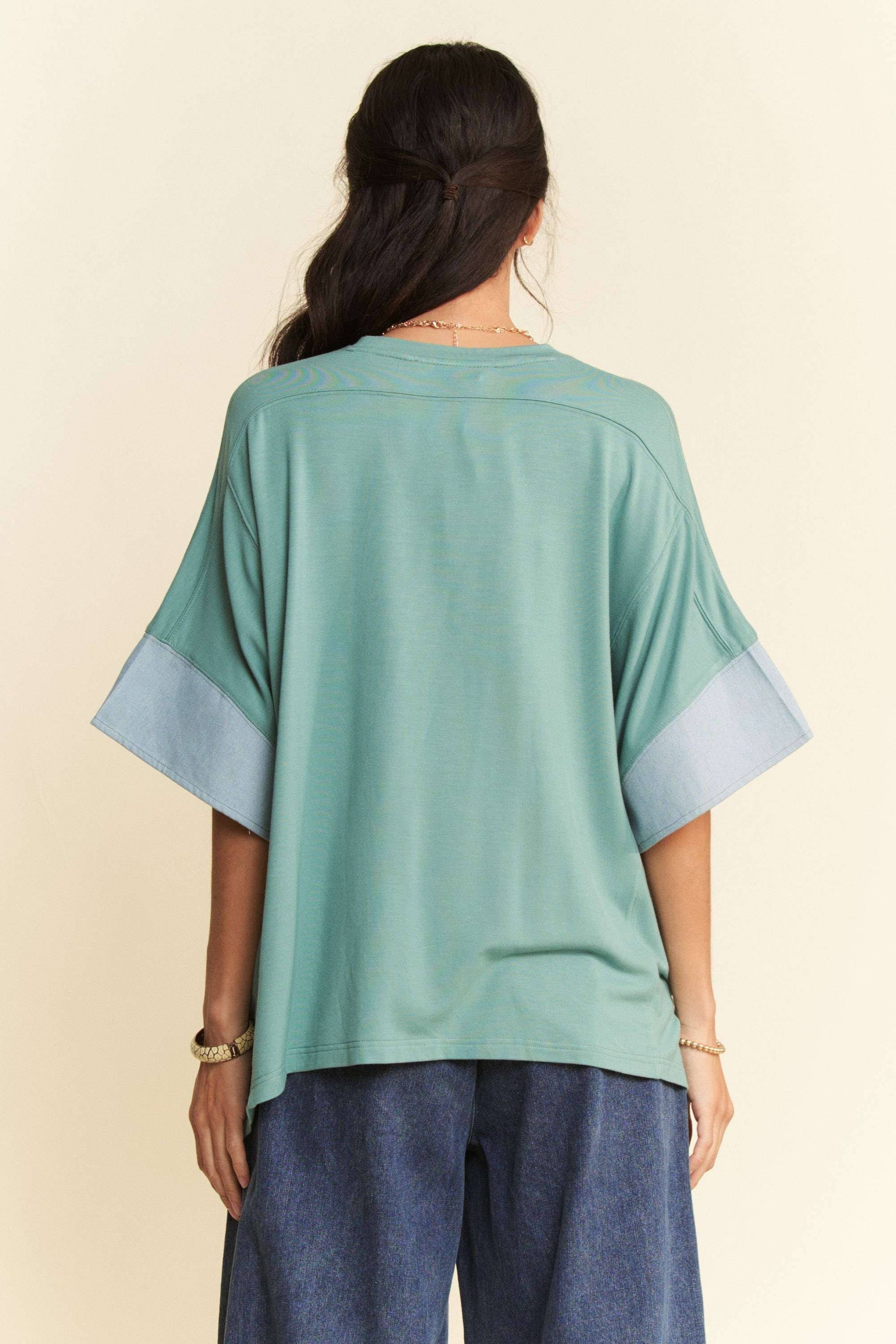 Star Acid Washed Denim Plus Top - Milly's Boutique