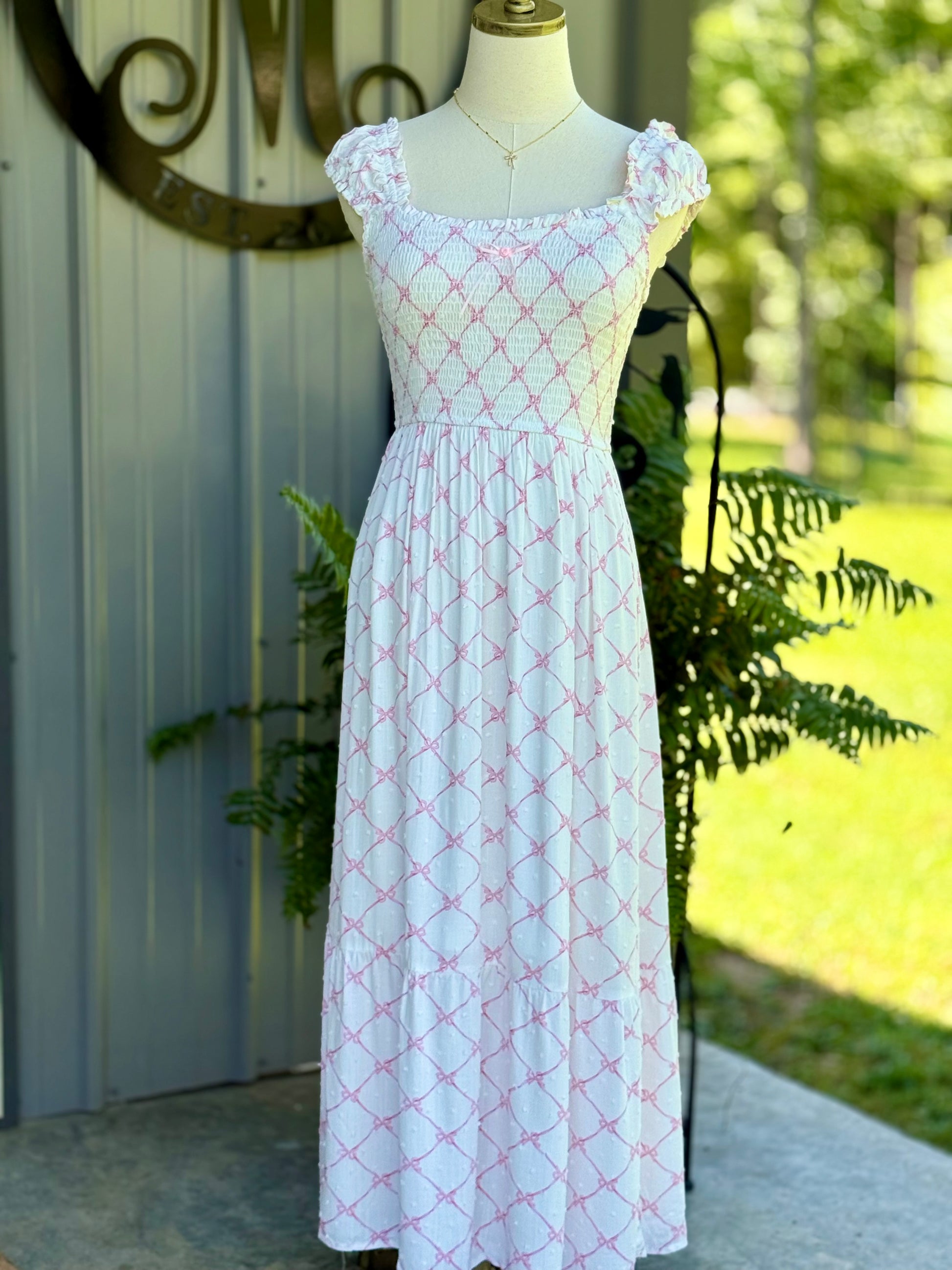 The Bow Smocked Midi - Milly's Boutique
