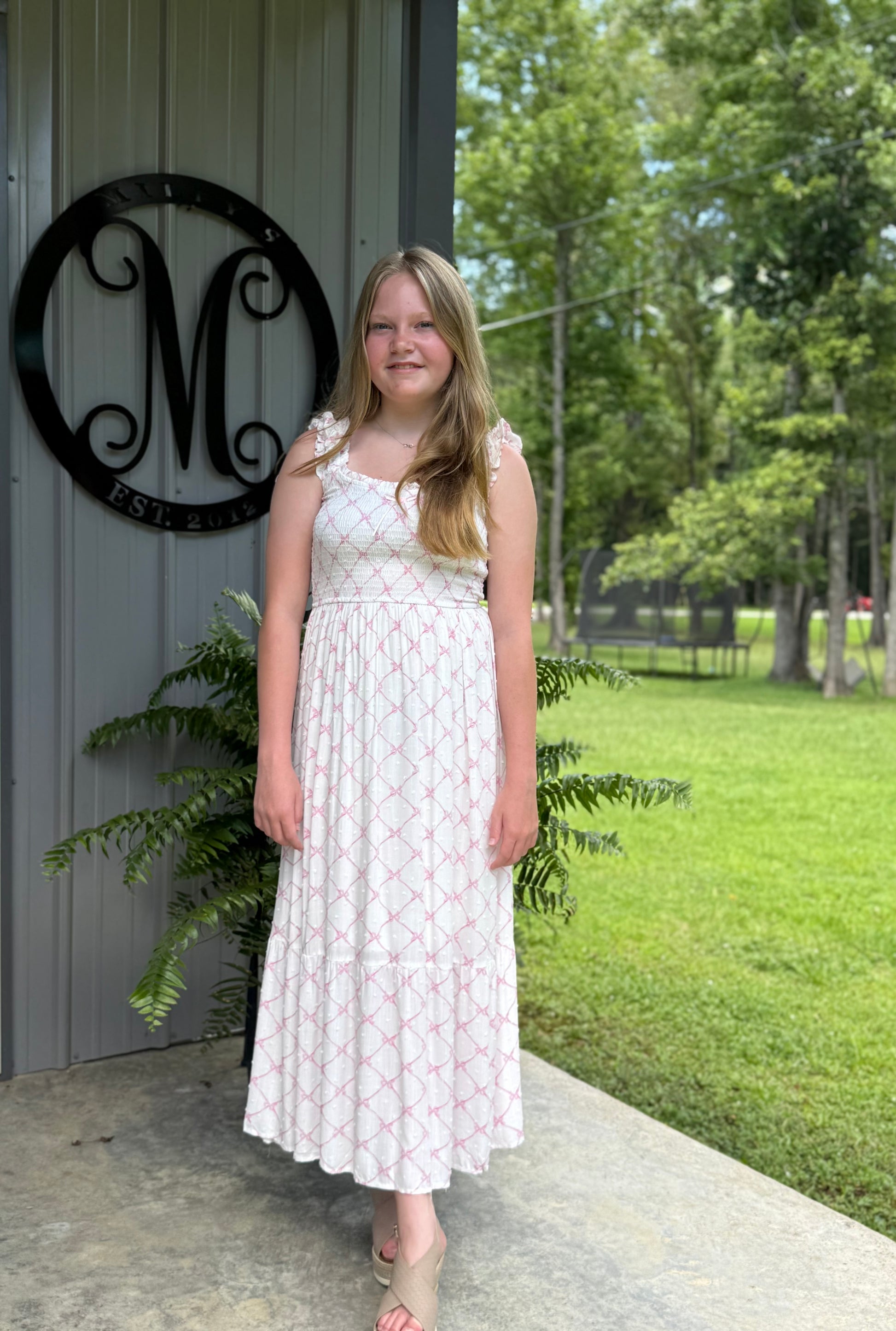 The Bow Smocked Midi - Milly's Boutique