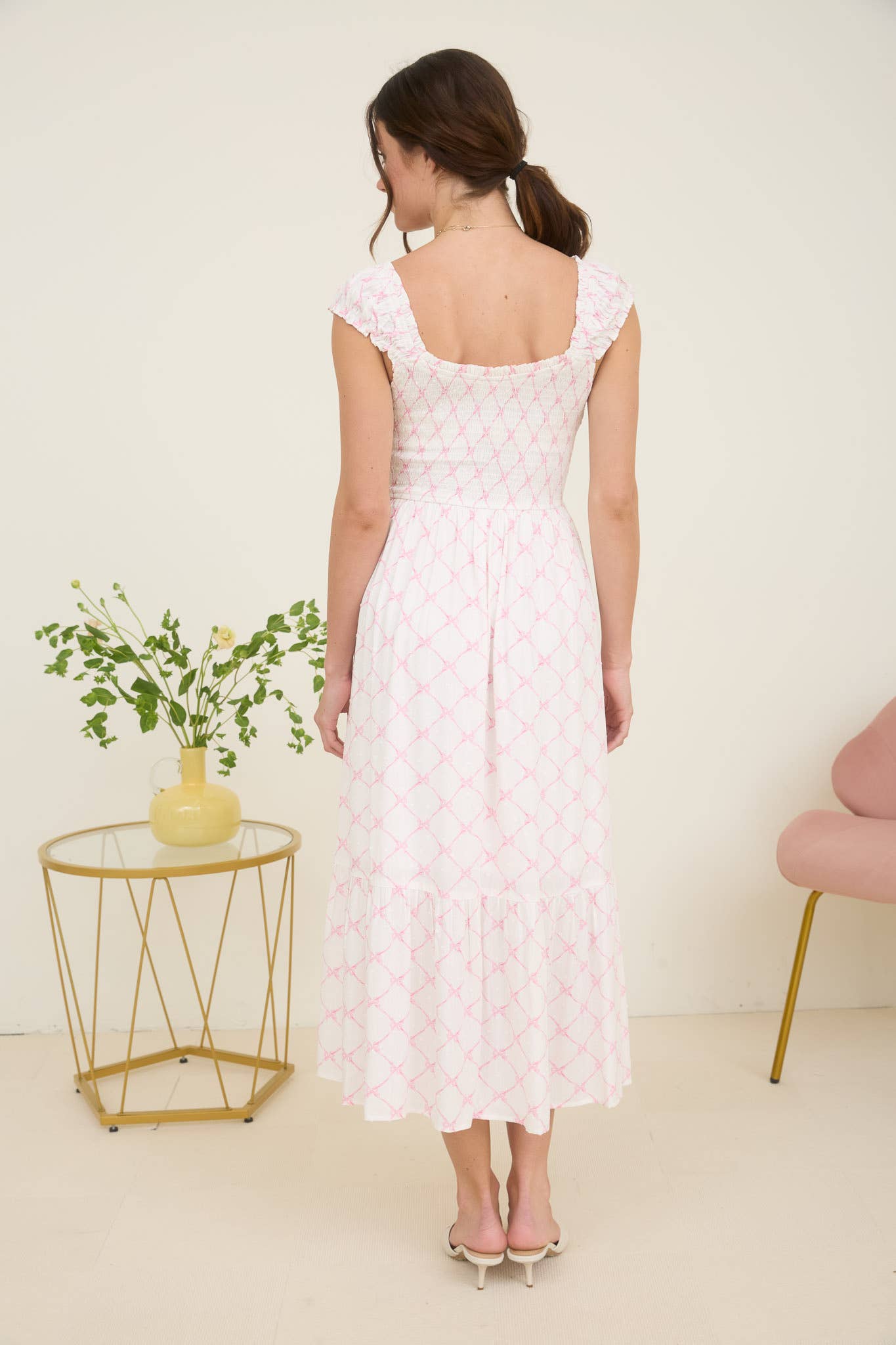 The Bow Smocked Midi - Milly's Boutique