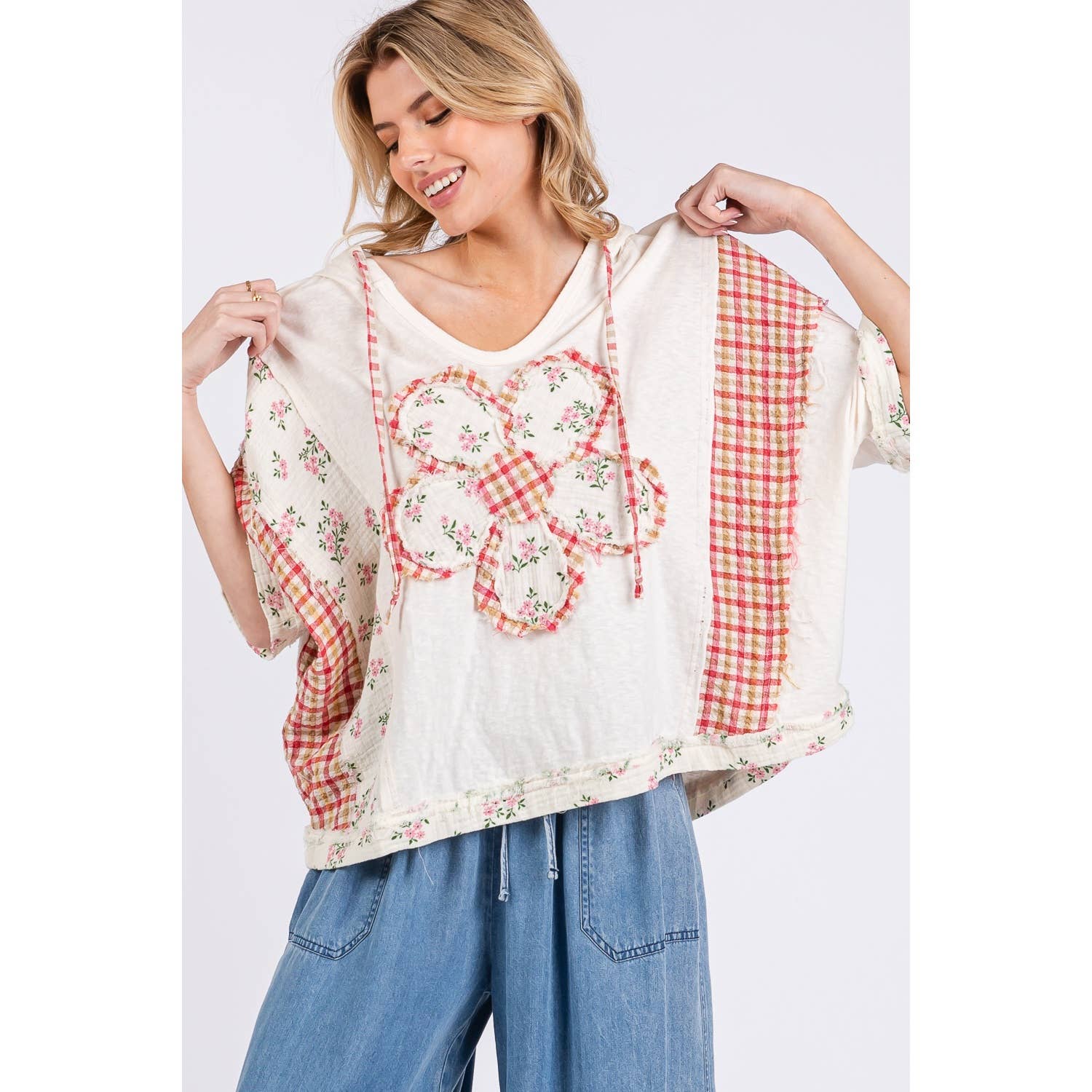 The Daisy Floral Patch Hoodie - Milly's Boutique