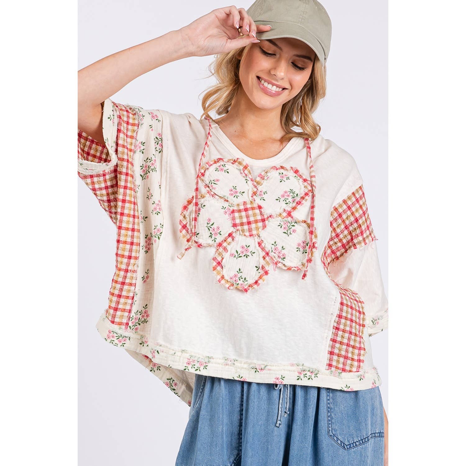 The Daisy Floral Patch Hoodie - Milly's Boutique