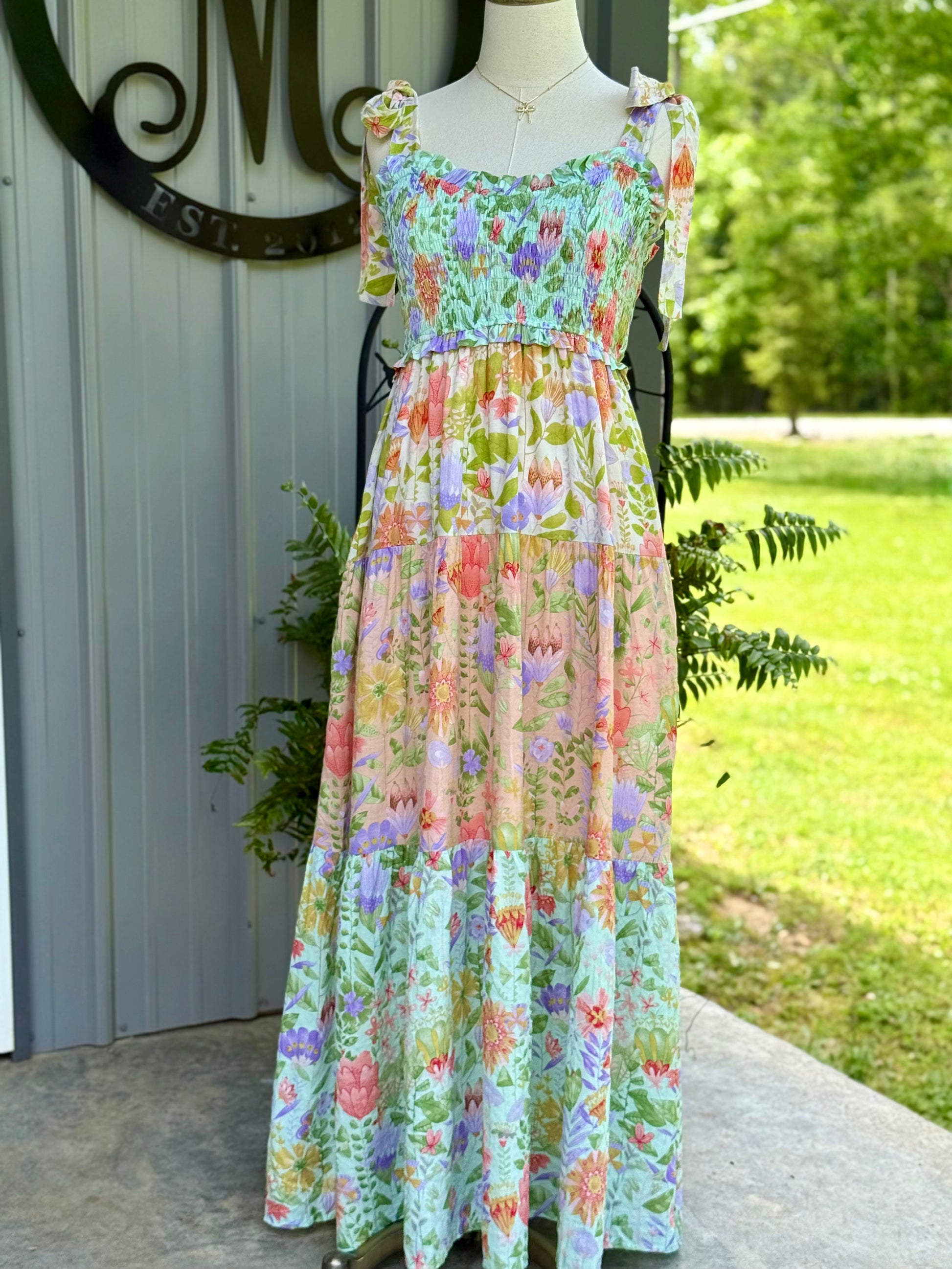 The Garden Dream Tiered Maxi - Milly's Boutique