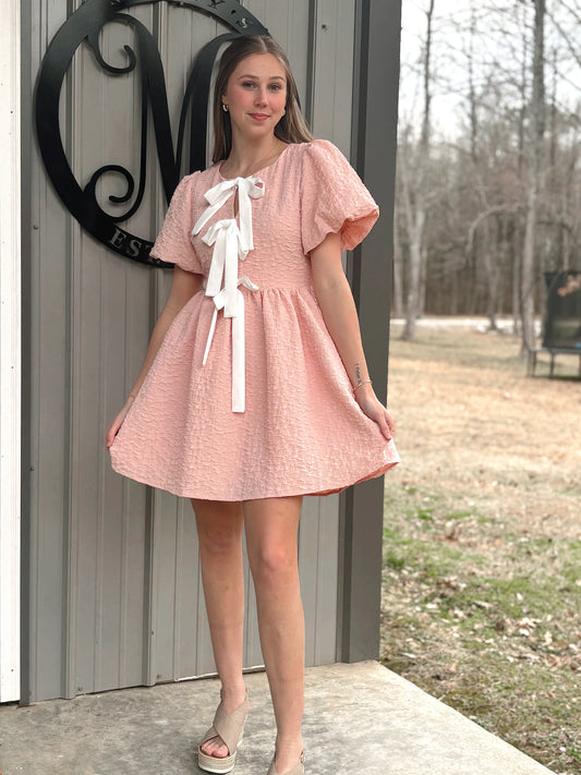 Vicki Bow Textured Dress - Milly's Boutique