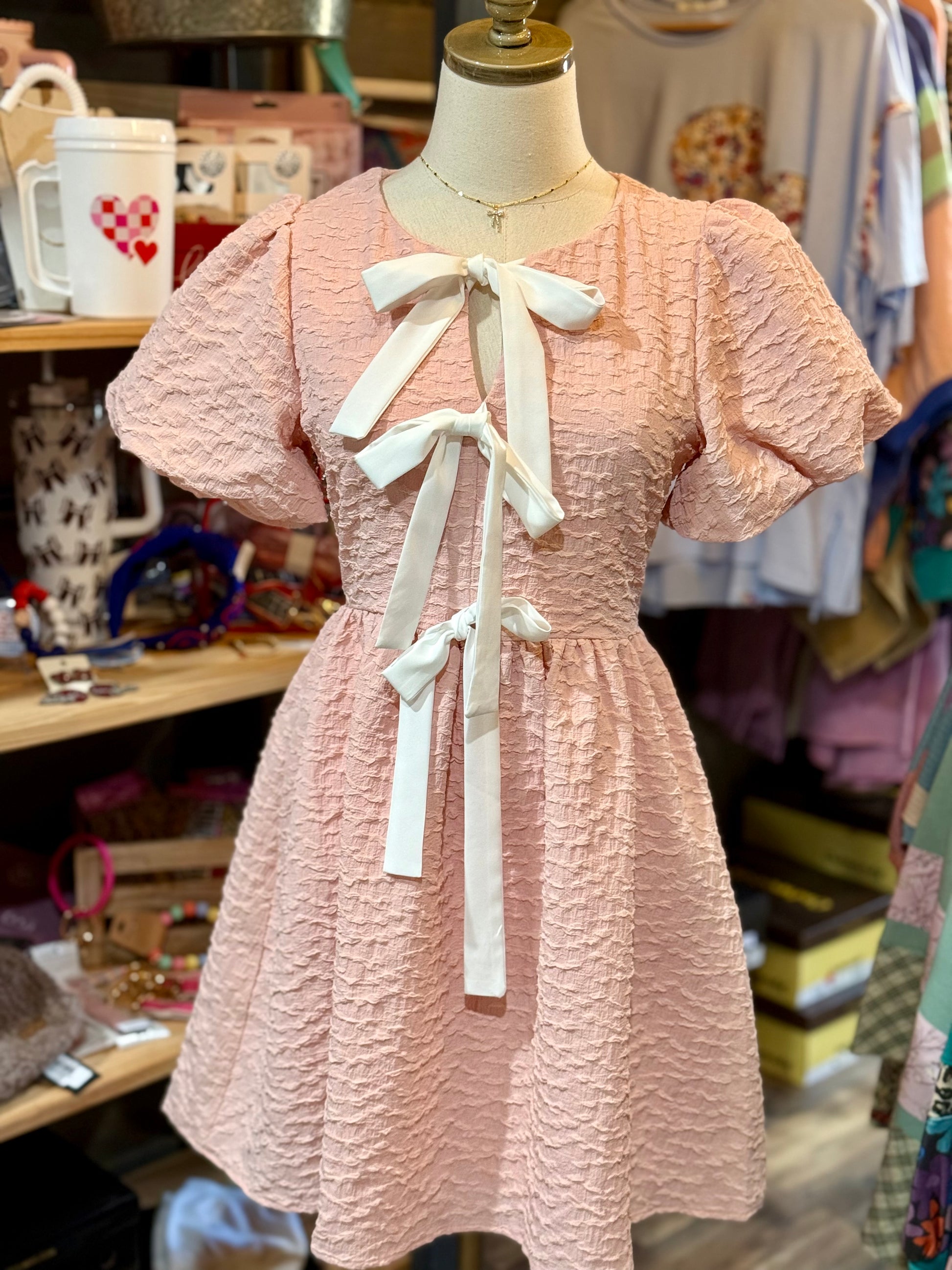 Vicki Bow Textured Dress - Milly's Boutique