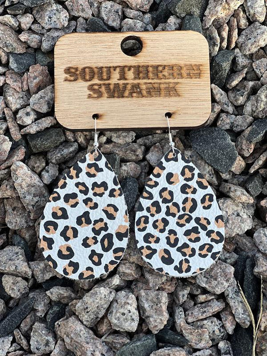 White Leopard Earrings - Milly's Boutique