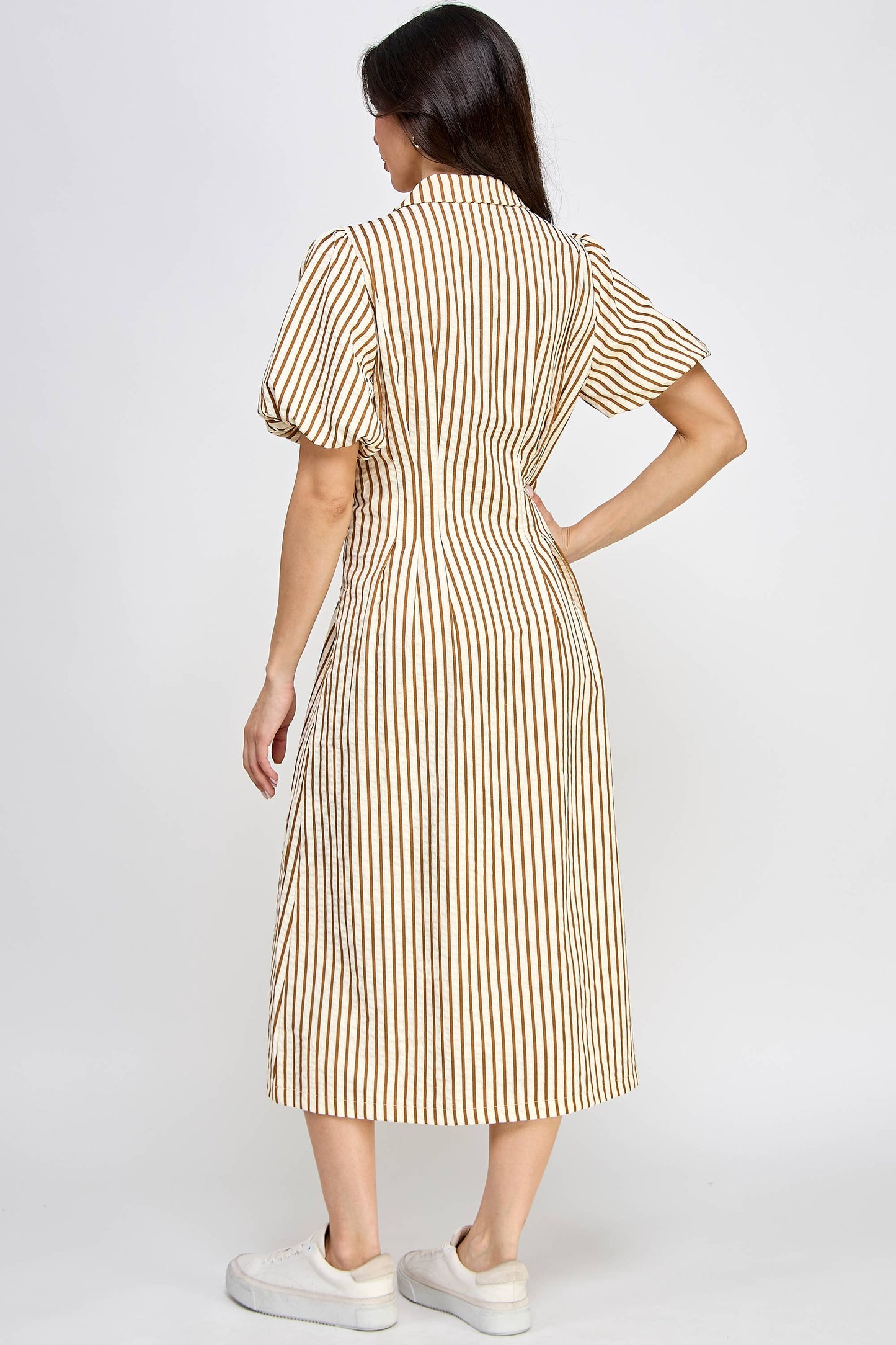 Willow Button Down Striped Midi Dress - Milly's Boutique