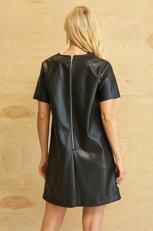 Gigi PU Faux Leather Dress - BLACK - Milly's Boutique