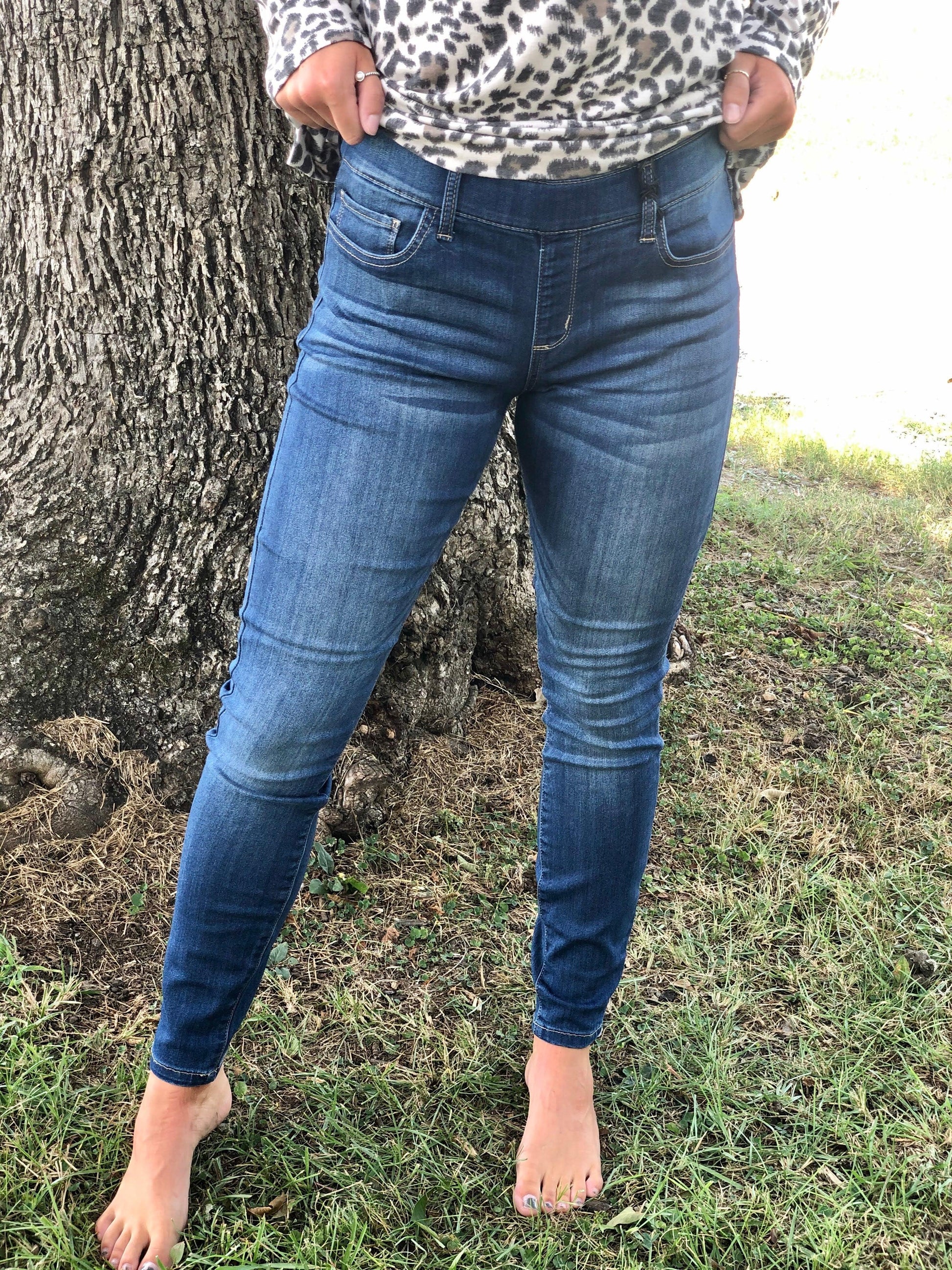 Pull On Skinny Jeans - Dark Wash - Milly's Boutique