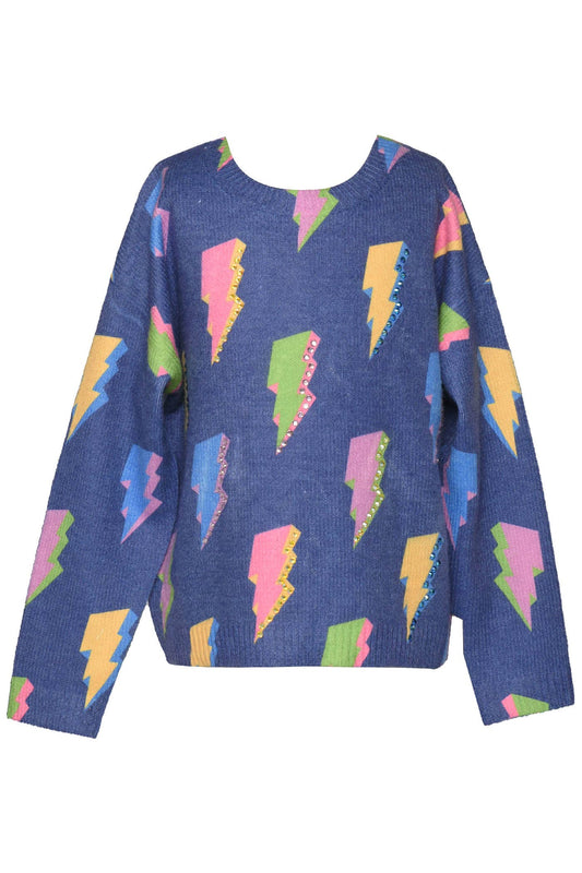 Thunderbolt Printed Tween Sweater - Milly's Boutique