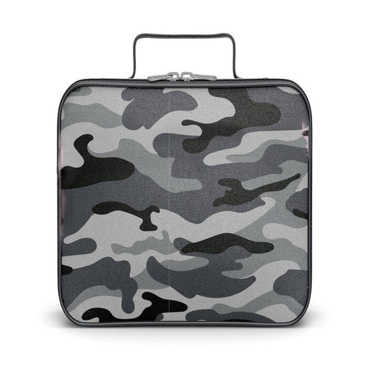 Grey Camo Color Block Canvas Insulated Lunch Box - Milly's Boutique