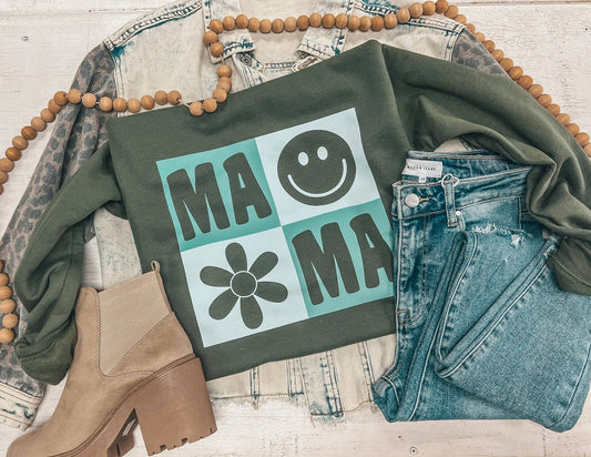 Mama Smiles and Flower Sweatshirt - Milly's Boutique