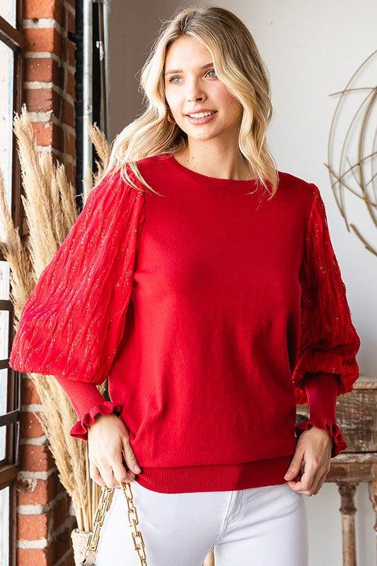 Mary Foil Tinsel Sleeve Sweater - Milly's Boutique