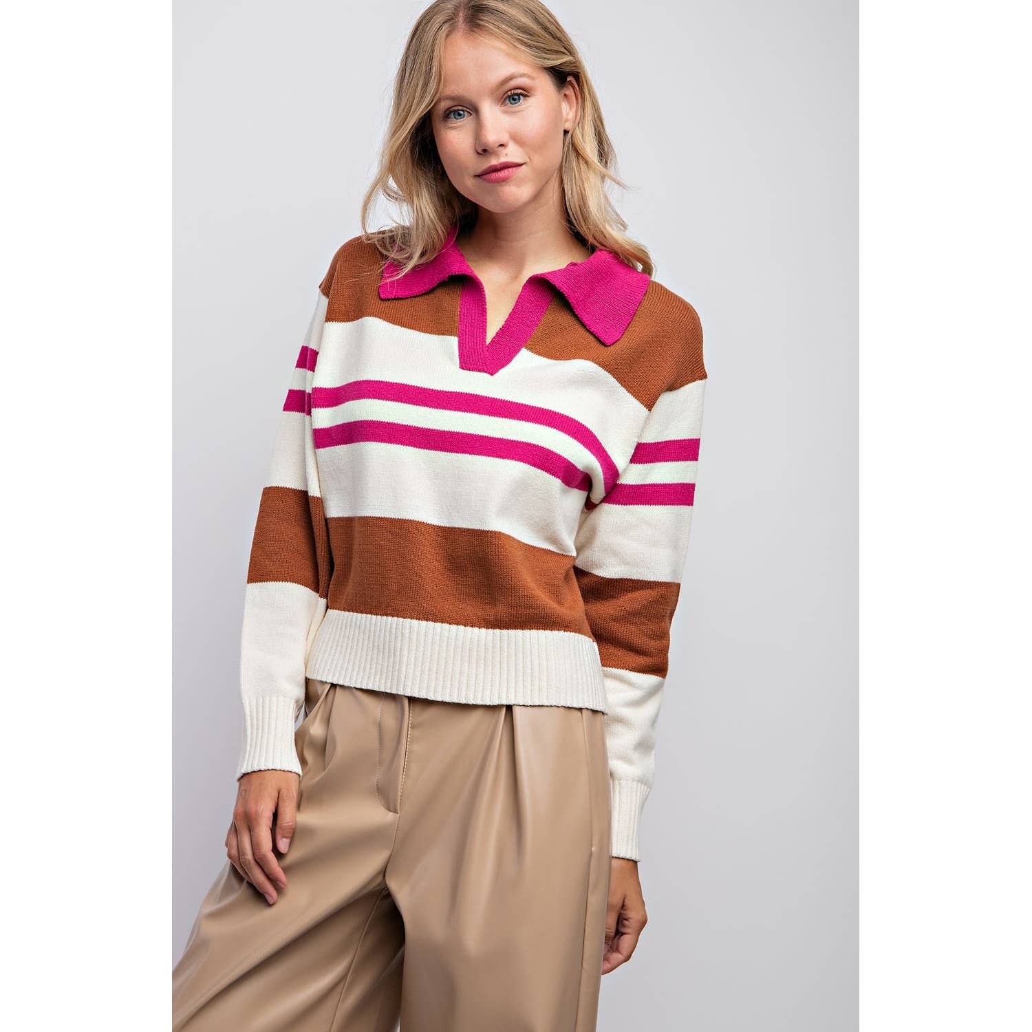 Gayla Color-block Polo Sweater - Milly's Boutique