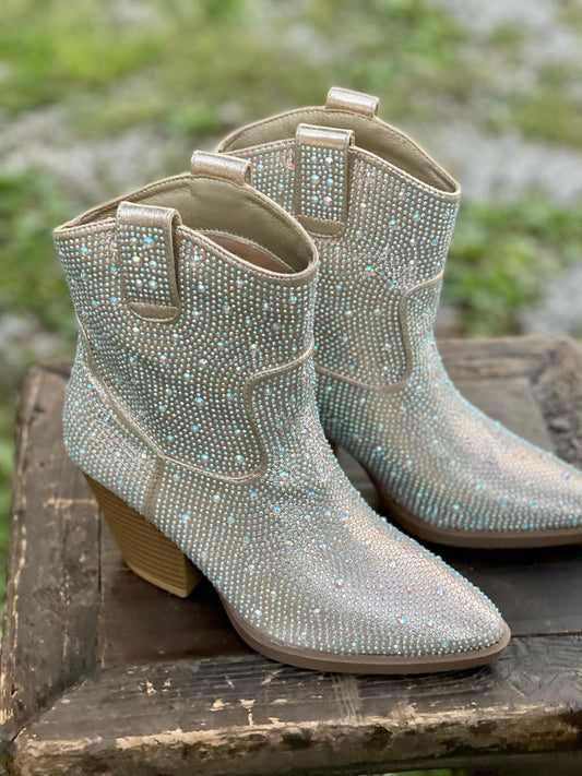 The Rhinestone Cowgirl Boot - Champagne - Milly's Boutique