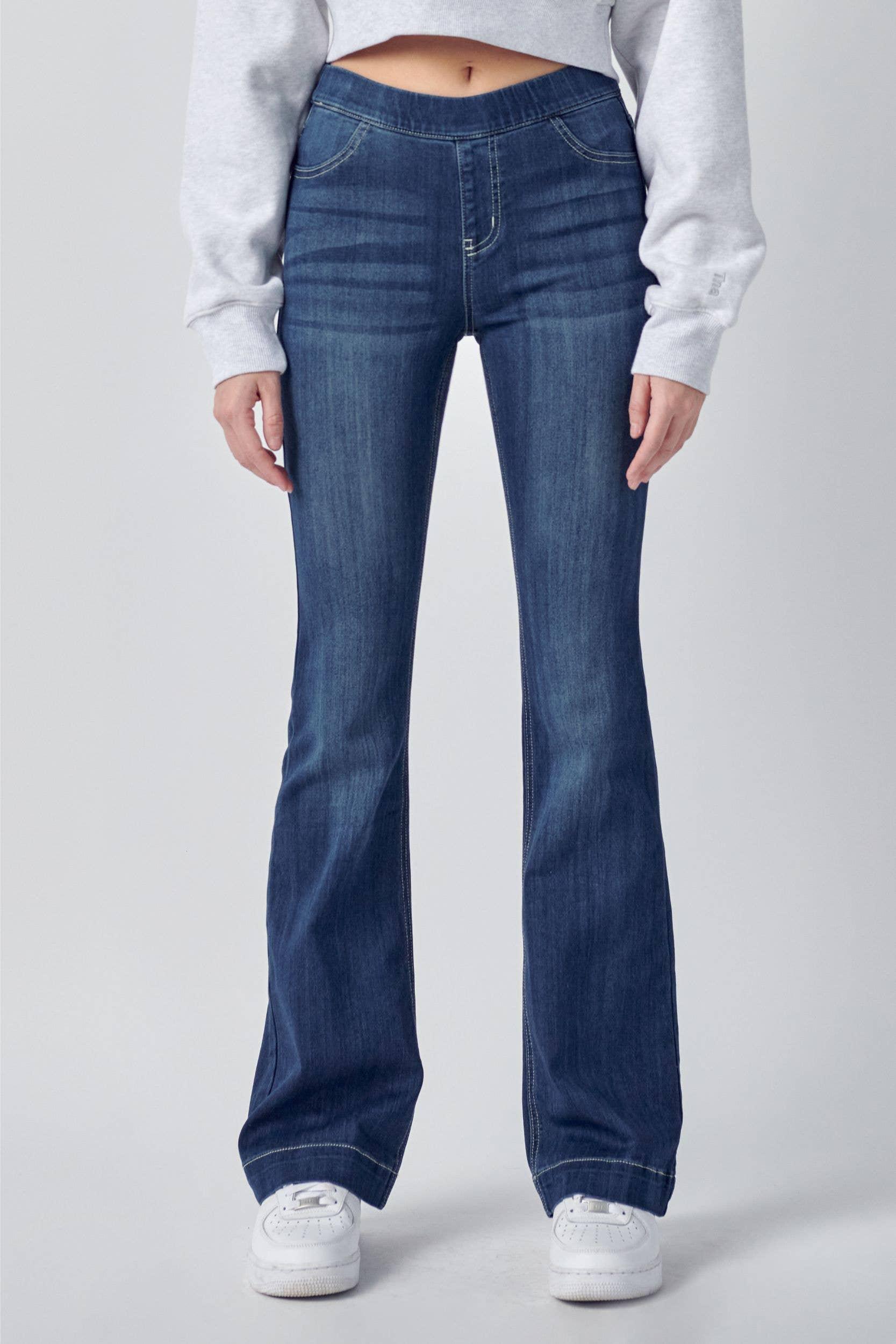 Pull On Flare Jeans with Stitching - 33” - Milly's Boutique