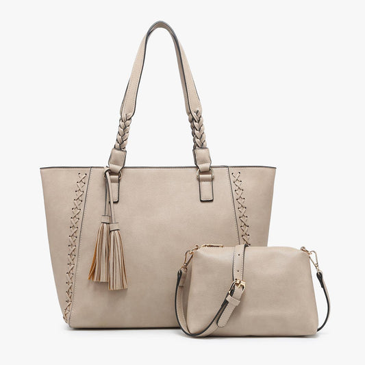 Lisa Structured Tote w/ Braided Accents