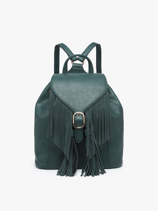 Jewel Distressed Bucket Backpack w/ Fringe - Milly's Boutique