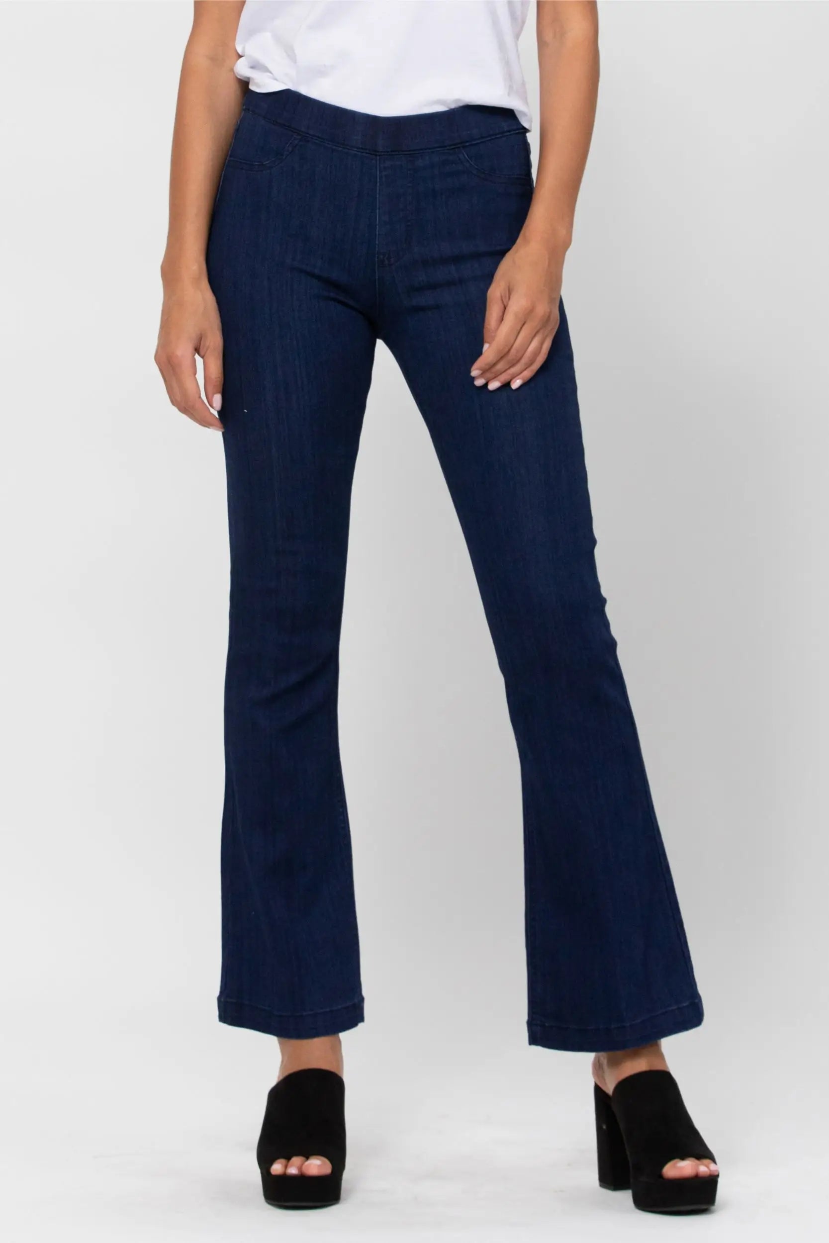 Pull On Super Dark Wash Flares- 30" - Milly's Boutique